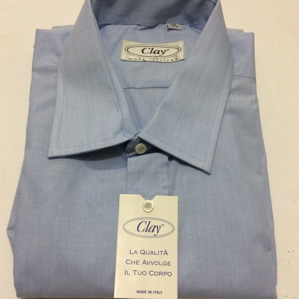 CLAY Moda Italiana Mens Shirt Size XL Blue